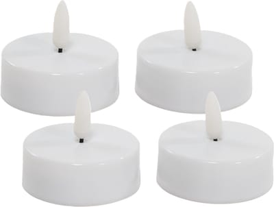 Anna's Collection Jumbo theelichtjes/waxinelichtjes - 4x - wit - D6 x H4,5 cm - 3D vlam - timer - kaarsen