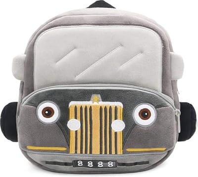 BoefieBoef Oldtimer Auto Rugzak Kind – Kinderrugzak & Kinder Rugzak – Rugtas Kind voor Peuter en Kleuter – 3D Auto Design – Grijs