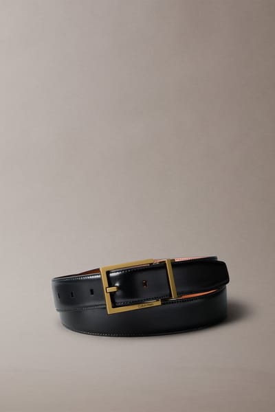 Calvin Klein Square Buckle Smooth Belt Black/cognac/old Gold Taglia: 100 | Cinture Outlet | Uomo | Giallo