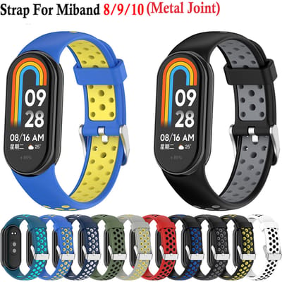 Voor Xiaomi Band 10 9 8 Siliconen HorlogebandTweekleurige Ademende Slimme Horlogeband Vervanging Armband voor Xiaomi Miband 8/9 band