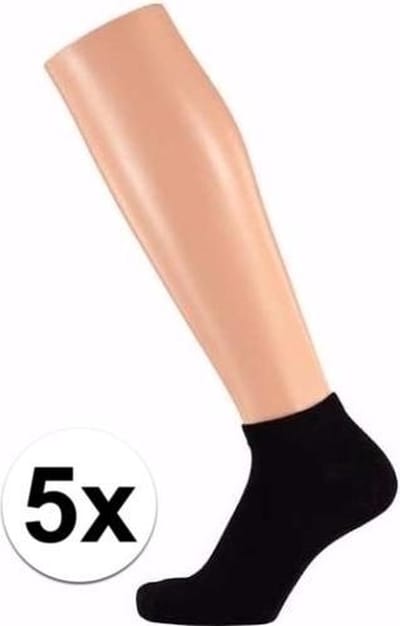 5 Paar zwarte dames sneakersokken/enkelsokken maat 36-41 - Kledingaccessoires - Lage sokken - Sokken/enkelsokken/sportsokken voor volwassenen