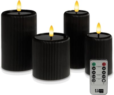 Led Kaarsen Set - Vlamloze Kaarsen - Sfeervolle Decoratie - Met Afstandsbediening - 4 Stuks 7.5/10cm - Zwart