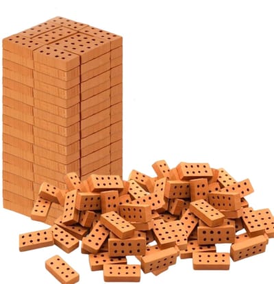 100 stuks mini-bakstenen, 2 x 1 x 0,5 cm, rood, kleine mini-bakstenen, doe-het-zelf poppenhuisdecoratie