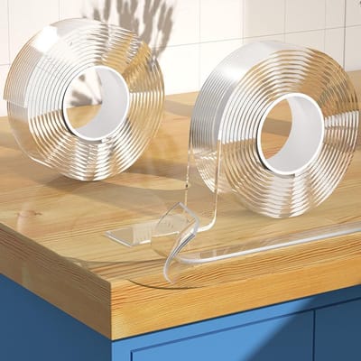 Set van 2 Transparante Hoekbescherming Tapes voor Meubels, Veiligheidstapes voor Kinderen, Vooraf Geplakt, PVC, 30 mm x 5 m, Schokabsorberend en Duurzaam