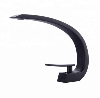 Hudor Fonteinkraan BNF606B - Zwart Messing Koudwaterkraan - Toiletkraan Céphise Collectie - Moderne Wastafelkraan voor Fontein WC - Sculptural Design