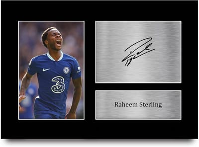Voetbal Foto - Gesigneerde Reproductie - Fan Collectie - A4 formaat display - 297x210mm - Zwart