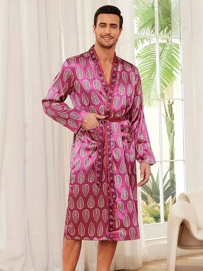 ochtendjas heren satijn pyjama set nachtmode badjas lang zijde goedkoop sexy zijde blauw short lange mouw