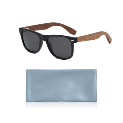 Dailygoods- Zonnebril Heren - Retro Houten Zonnebril - UV400 Bescherming - Skizonnebril - Modieuze Zonnebril - Inclusief Blauwe Brillentas