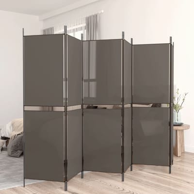 vidaXL - Kamerscherm - met - 6 - panelen - 300x200 - cm - stof - antracietkleurig