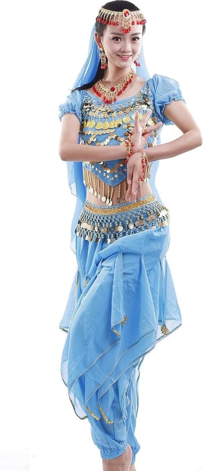 Buikdans Kostuum - Oosterse Dans Outfit - Optreden en Dansen - Compleet Accessoirepakket - 8 Delig - Gekleurd