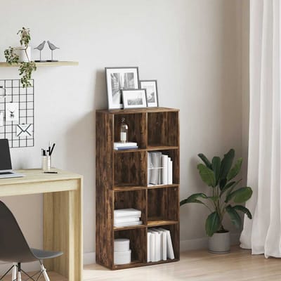 vidaXL - Boekenkast - 66x30x130 - cm - bewerkt - hout - gerookt - eikenkleurig