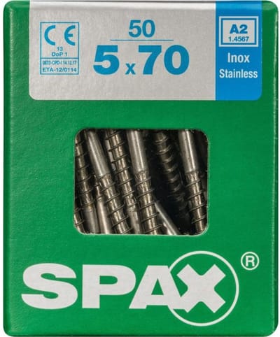 Spax Universele Schroef T-star Rvs Verzonken Kop Torx T20 - 5x70mm - 50 Stuks