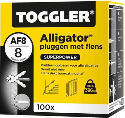 Toggler Alligatorplug Met Flens - 8 mm - 100 Stuks