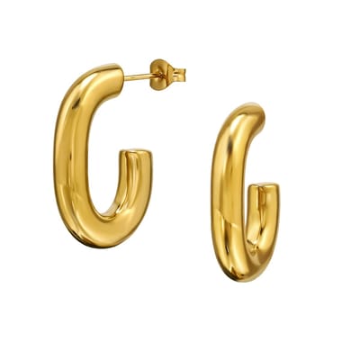 Goud kleurige stainless steel half open oorringen | dames oorbellen | chirurgisch staal | hypoallergeen | Zilverana | RVS