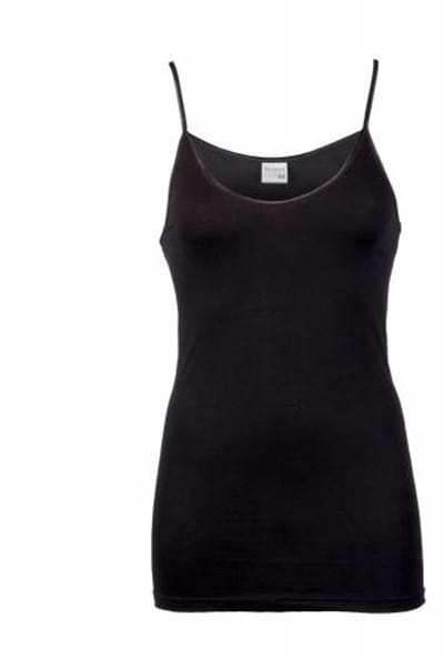 Dames spaghetti hemd comfort feeling - Katoenen onderhemd wit, zwart - Singlet smalle bandjes - Zwart / L