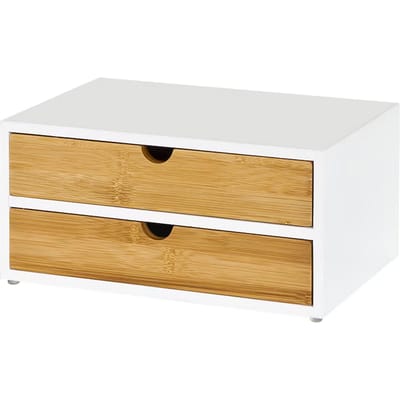 SoBuy 2-Laags Opberglade voor Koffiecapsules - Organizer voor Koffie en Theezakjes - 30 x 20 x 14 cm - Wit