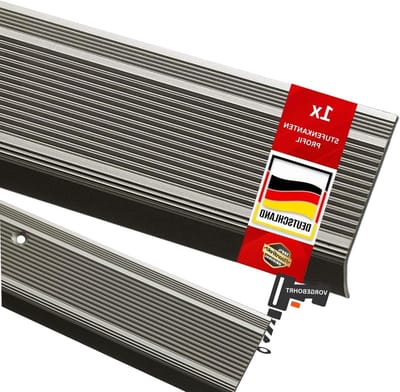 Traprandprofiel - Trapneus profiel - Trap afwerken - Voorgeboord aluminium - 90 cm - Champagne