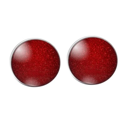 Clip oorbellen - Bordeaux-Diep rood -2 cm zilverrand- geen gaatje- Charme Bijoux