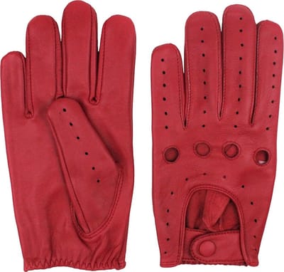 Leren Handschoenen Driver - Motor & Autohandschoenen - 100% Lamsleder - Rood - Exclusieve Autohandschoenen - Heren en Dames - Race Handschoenen - Maat S