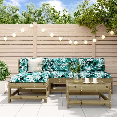 vidaXL - 5-delige - Loungeset - met - kussens - geïmpregneerd - grenenhout