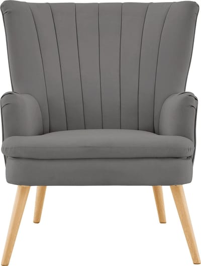 Zenia-Accentstoel & Hocker - Antraciet Stof