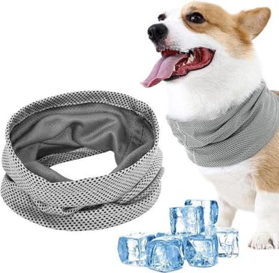 Hondenkoelhalsband - verkoelend materiaal, hondenkoelhoofdband - verkoelende band - verkoelende sjaal - maat S - lichtgrijs