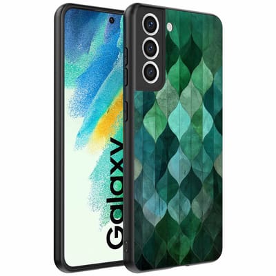 Geschikt voor Samsung Galaxy S21 FE Telefoonhoesje met Groene Bladeren Opdruk - TPU Backcover Case Green Leafs Design - Groen - Smartphonica geschikt voor Samsung Galaxy S21 FE