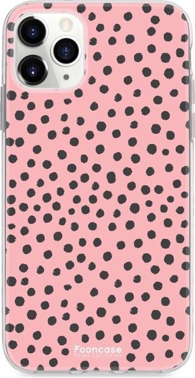 Fooncase Hoesje Geschikt voor iPhone 12 Pro - Shockproof Case - Back Cover / Soft Case - POLKA / Stipjes / Stippen / Roze