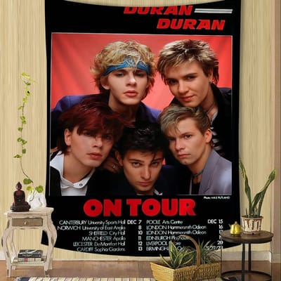 D-Duran Duran Muziekband Anime Wandkleed Hippie Bloemen Wandtapijten Slaapkamer Decoratie Wanddecoratie Huisdecoratie 50x90cm