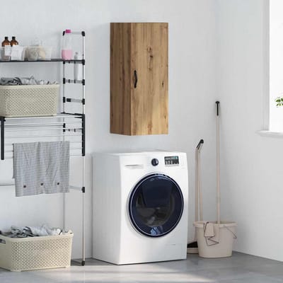vidaXL - Wandkast - Artisan - Eiken - 34,5 - x - 34 - x - 90 - cm - Bewerkt - hout