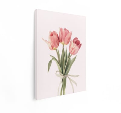 Artaza Canvas Schilderij Roze Tulpen - 30x40 cm - Wanddecoratie Bloemen Boeket - Muurdecoratie Vintage - Schilderijen Op Canvas Lente