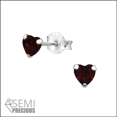 Aramat Jewels | Oorbellen | Zilveren Zirkonia Hartjes Oorbellen | Granaat Rood | |4mm | Zilver | Kinderen, Volwassenen | Verkleurd niet