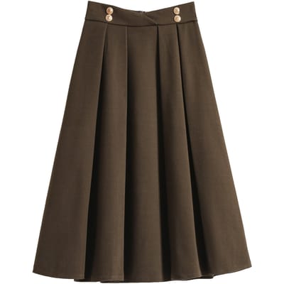 Dames Winterstijl Grote Maat Gedrapeerde Veelzijdige Wollen Paraplu Rok Midi-lengte A-lijn Rok Om Je Slank en Hooggetailleerd Te Laten Lijken Rok voor Dames 2XL black