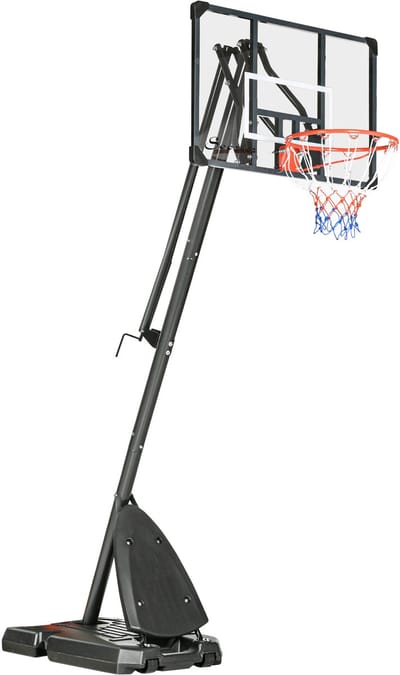 Basketbalstandaard 293-350 cm - Verstelbaar met Rollen - Staal Backboard voor Tuin - Staal - Zwart