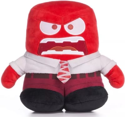 Anger (Boos) - Disney Inside Out Pluche Knuffel 25 cm - Binnenstebuiten 2 - Speelgoed knuffels voor kinderen jongens meisjes - Anger, Anxiety, Disgust, Fear, Joy, Sadness - Woede, Onzekerheid, Afkeer, Angst, Plezier, Verdriet