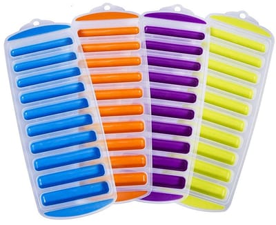 Dailygoods- IJsblokjesbakje 4 Stuks - Siliconen IJsblokjesvormen - Voor Waterflessen - Lange IJsblokjes - Milieuvriendelijk PP+TPR - 11x30cm - Ijsvorm