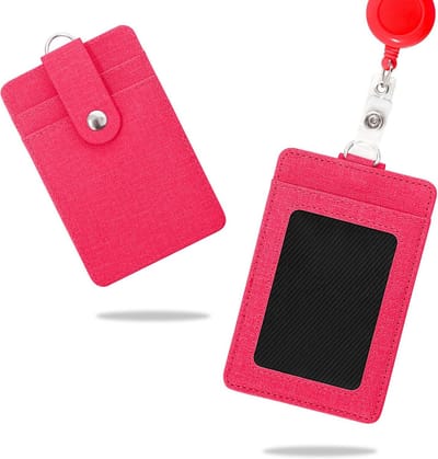 ID-kaarthouder met Retractable Lanyard - Faux Leather, Geschikt voor 2 Kaarten, Perfect voor Dames en Heren