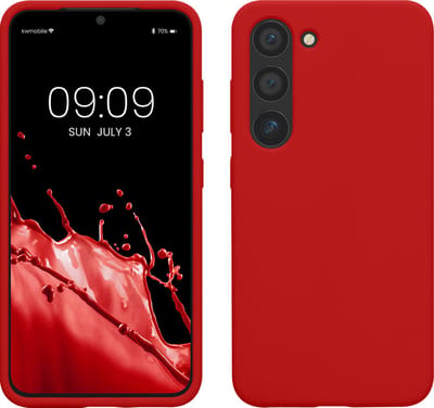 kwmobile telefoonhoesje geschikt voor Samsung Galaxy S23 - Hoesje met siliconen coating - Smartphone case in klassiek rood