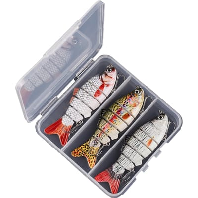 Vislokmiddelen voor forelbaars 6-segment hard body lokmiddelen met drievoudige haak swimbait Set D