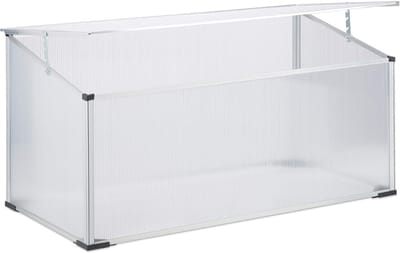 Famanu - Koude bak aluminium, steeksysteem, lichtdoorlatend, uv-bescherming, koude kas, HBD: 100x50x50 cm, transparant