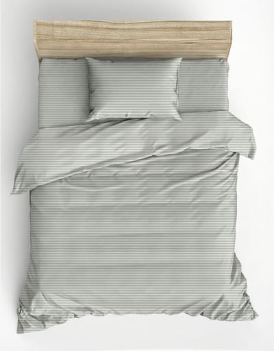 L'Essentiel Maison Stripe - Dekbedovertrek - Satijn - Sage - 135x200