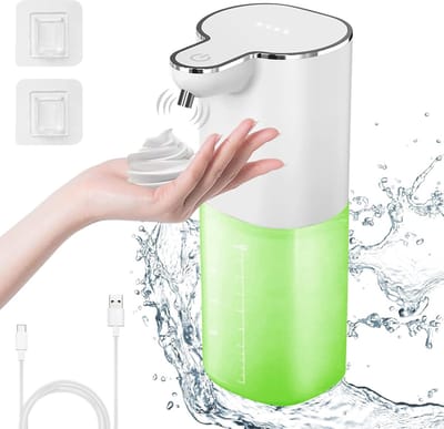 Automatische Schuimzeepdispenser met USB Oplaadfunctie, 4-Staps Controle, 400 ml voor Badkamer en Keuken, Hygiënisch en Handig in Gebruik