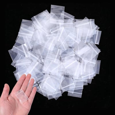 Set van 100 Herbruikbare Transparante Foliezakken met Drukknop Sluiting 4 x 3 cm voor Opslag en Organisatie