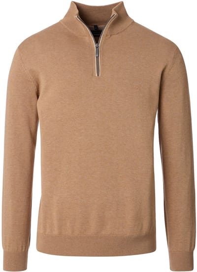 Casa Moda - Half zip trui - Heren - L - Bruin - Katoen - 004410