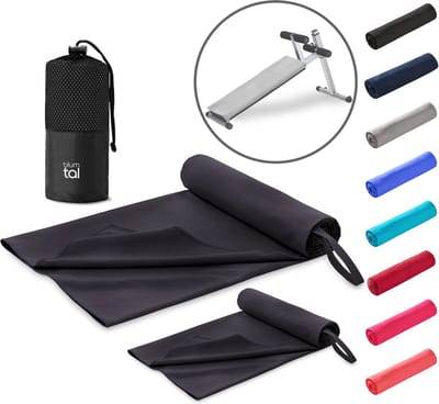 Blumtal Fitness Handdoek Set van 2 - Microvezel Sporthanddoek Gym 180 x 90 cm + 80 x 40 cm - Sporthanddoek 2 Stuks - Zwart