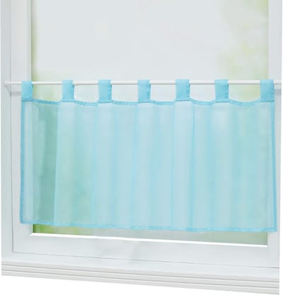 Transparant kort gordijn zonder boren voor slaapkamer en keuken - blauw, 45 x 120 cm