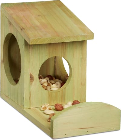 eekhoornhuis - nestkast eekhoorn - voederhuis eekhoorntje van hout - hangend