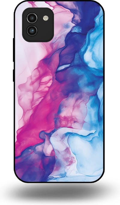 Smartphonica Telefoonhoesje Geschikt voor Samsung Galaxy A03 met Roze Blauw Marmer Opdruk - TPU Backcover Case Rose Blue Marble Design geschikt voor Samsung Galaxy A03