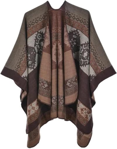 Dames Sjaal - Warme Wrap - Winterse Warmte - Vleermuismouw - 130 x 150 cm - Koffie