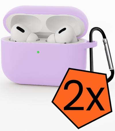 Hoesje - Geschikt voor Apple Airpods Pro 3 - met Clip - Siliconen Hoes - Silicone Case Cover - Lila
